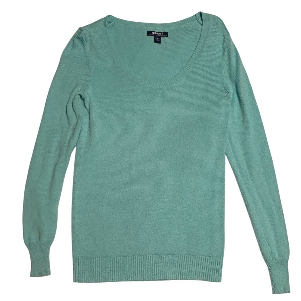 Old Navy Women's Cool Blue Scoop Neck Sweater Size S Layering Cozy Casual Basic